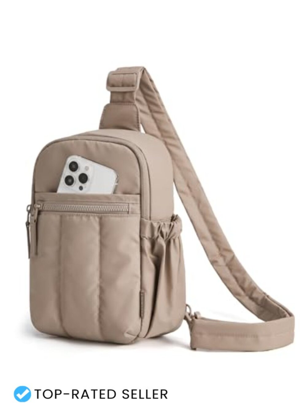 Small Nylon Puffer Crossbody Sling Bag Quilted Fanny Pack Adjustable Strap